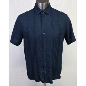 Mens Scotch & Soda Button‎ Front Shirt Linen Viscose Size L Blue Button Front